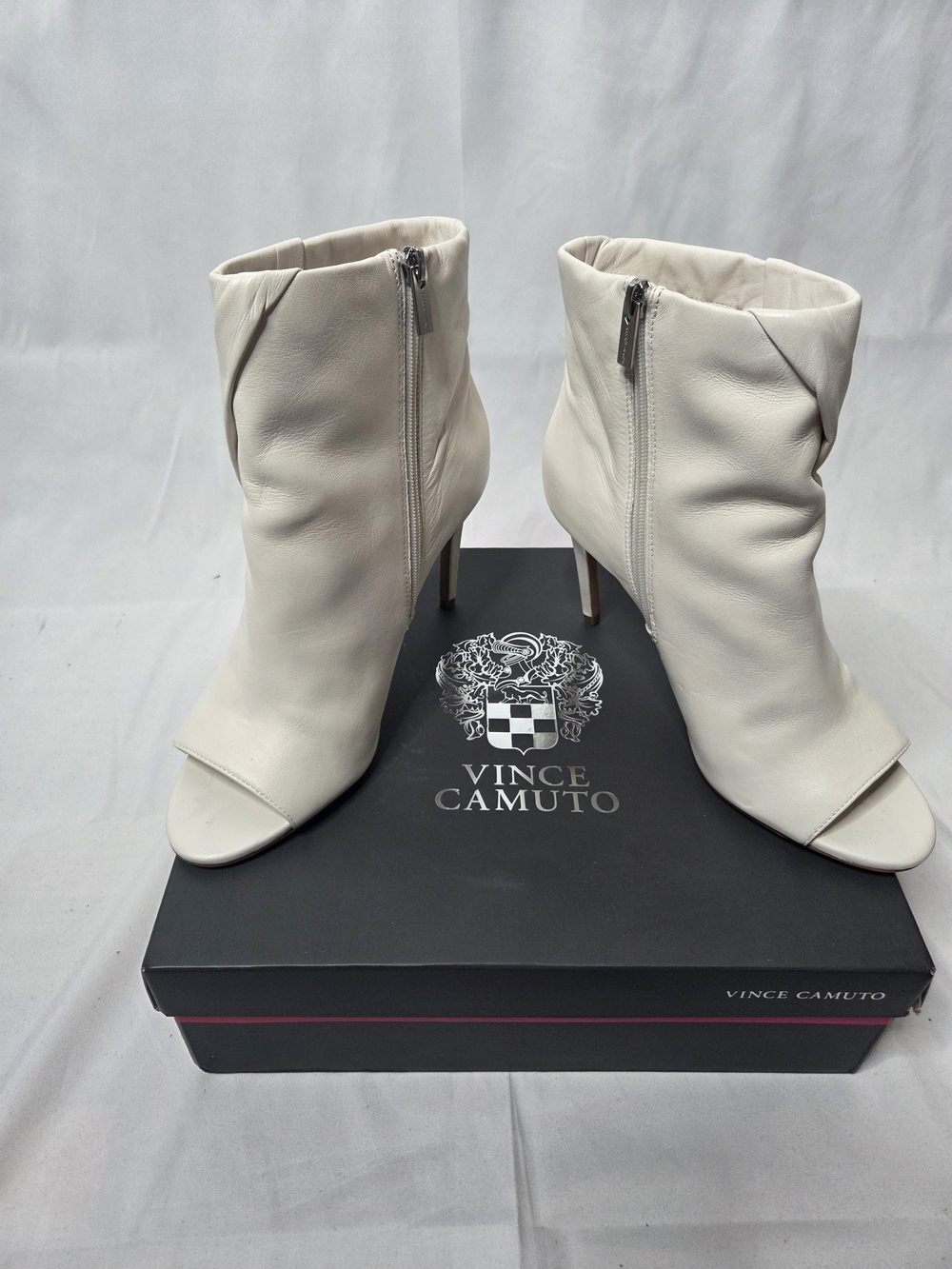 Vince Camuto Atonna Peep-Toe Heeled Boots – White – Women's Size 11